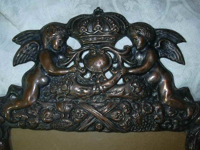 Hallmarked Copper & Silverplate Frame With Angels & Crown Hallmarked Copper & Silverplate Frame With Angels & Crown