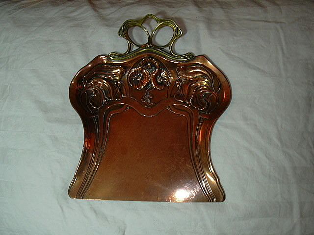 English Art Nouveau 19th C Copper & Brass Crumber Tray Flowers & Vines English Art Nouveau 19th C Copper & Brass Crumber Tray Flowers & Vines