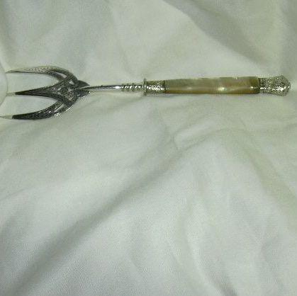 Ornate English Bread Fork With MOP Mother Of Pearl Handle Ornate English Bread Fork With MOP Mother Of Pearl Handle