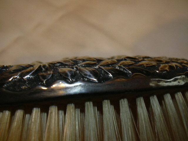 Walker & Hall Sterling Silver Repousse Flowers Large Brush Walker & Hall Sterling Silver Repousse Flowers Large Brush