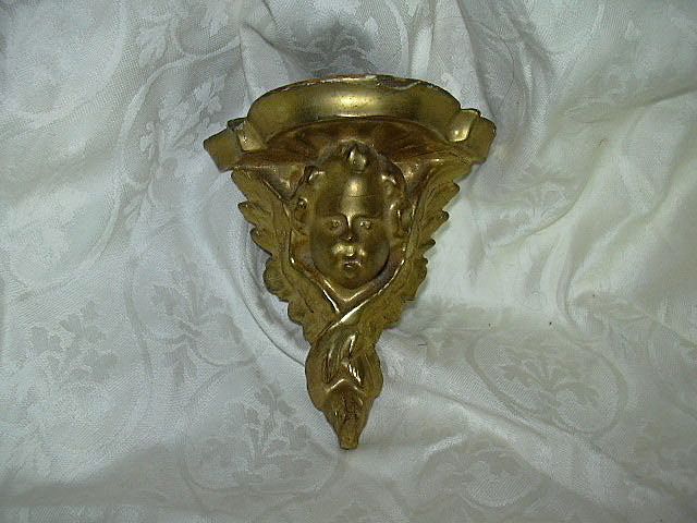 Tiny Gold Gilt Angel Wall Shelf Italian Florentine Tiny Gold Gilt Angel Wall Shelf Italian Florentine