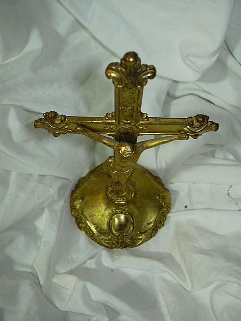 Old Gold Gilt Standing Crucifix Old Gold Gilt Standing Crucifix