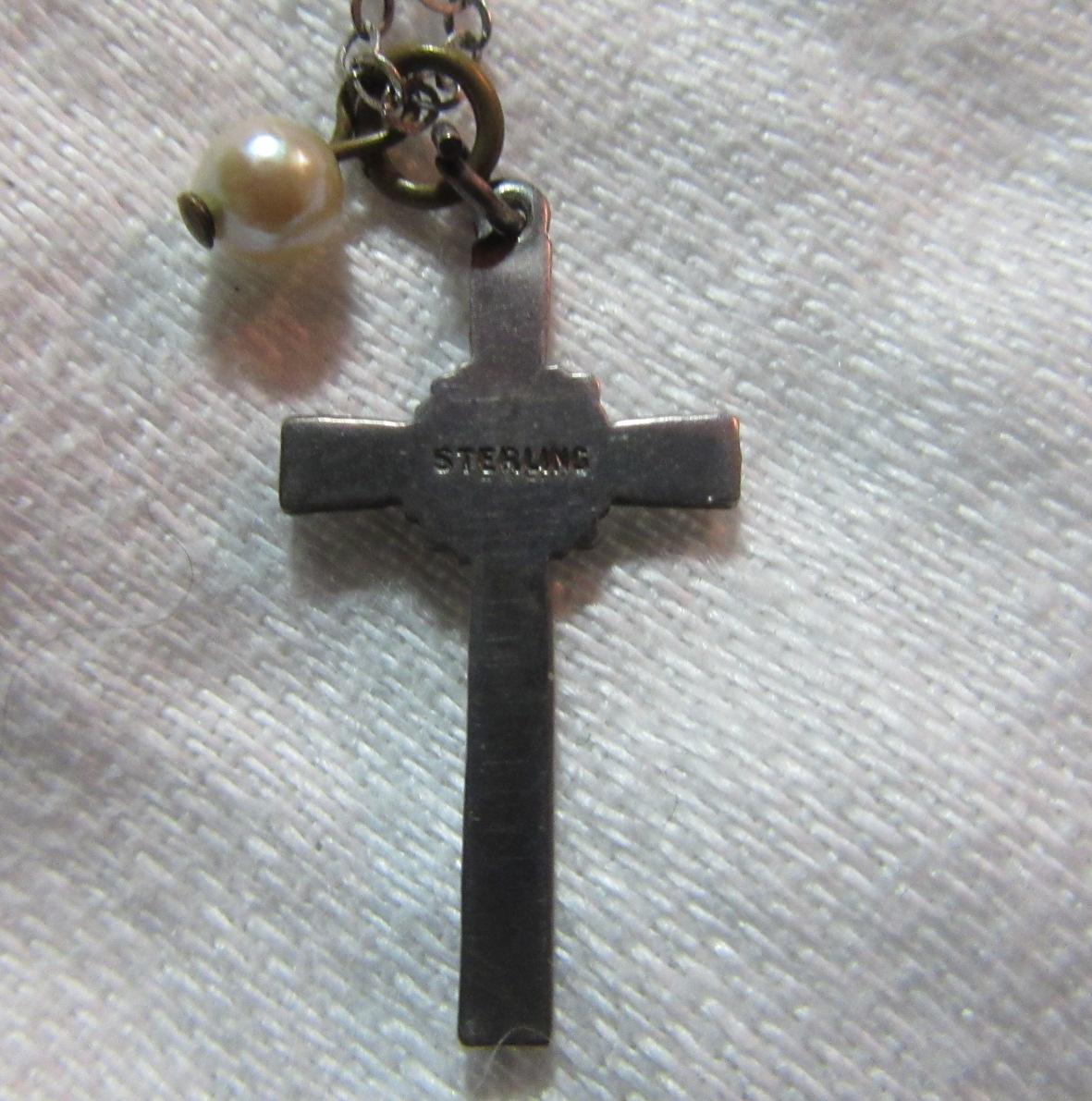 Sterling Silver & Marcasite Tiny Cross On Chain Sterling Silver & Marcasite Tiny Cross On Chain