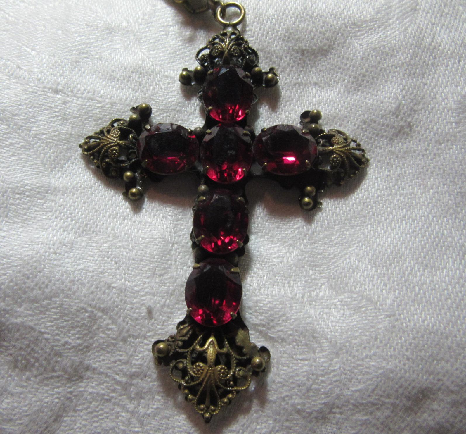 Josef Of Hollywood Cross Pendant Pink Stones Josef Of Hollywood Cross Pendant Pink Stones