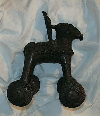 Old Iron Or Metal India Figure On Horse With Wheels Old Iron Or Metal India Figure On Horse With Wheels