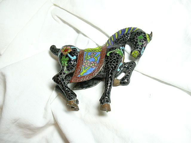 Antique Cloisonne Horse Fine Chinese Champleve Style Enamel Figurine Statue Antique Cloisonne Horse Fine Chinese Champleve Style Enamel Figurine Statue