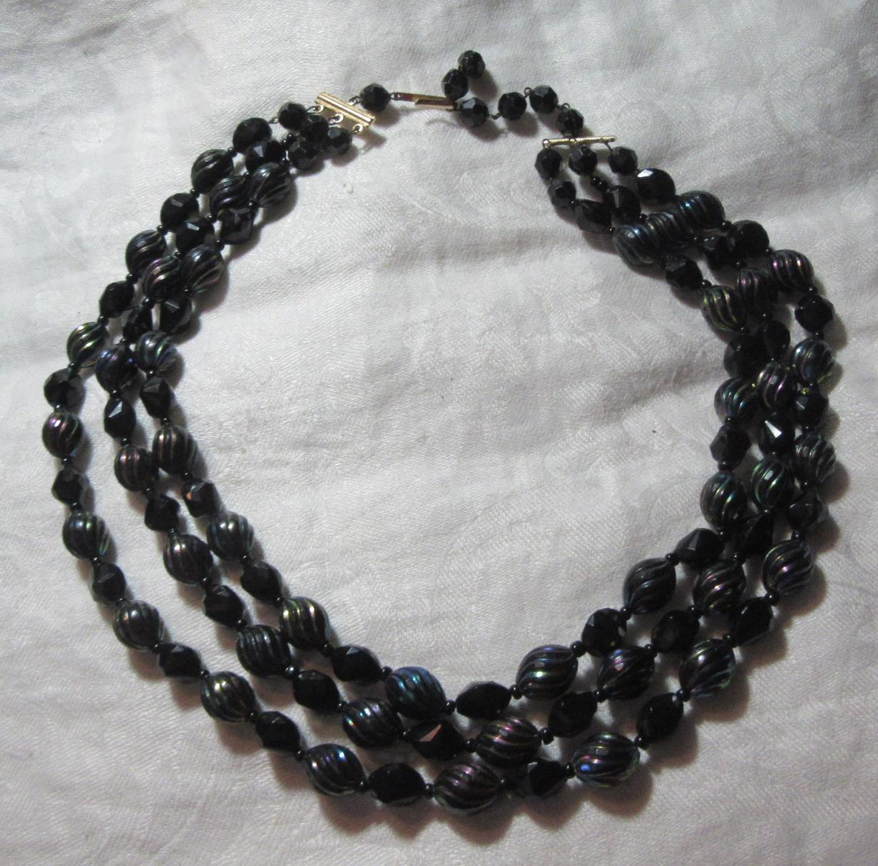 West Germany Iridescent Carnival Color Beads Necklace West Germany Iridescent Carnival Color Beads Necklace