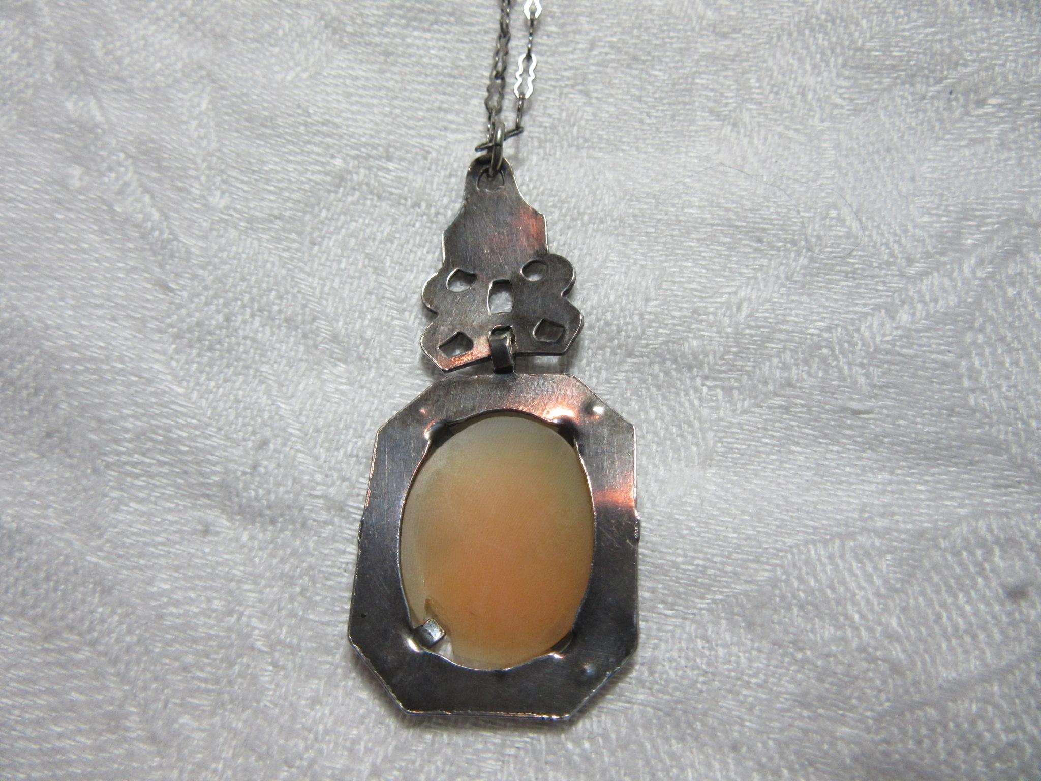 Old Carved Shell Cameo Sterling Silver Pendant Necklace Fine Jewelry Old Carved Shell Cameo Sterling Silver Pendant Necklace Fine Jewelry