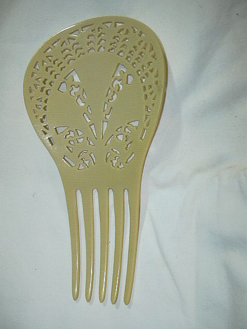 Old Ivorine Celluloid Decorative Hair Comb Old Ivorine Celluloid Decorative Hair Comb