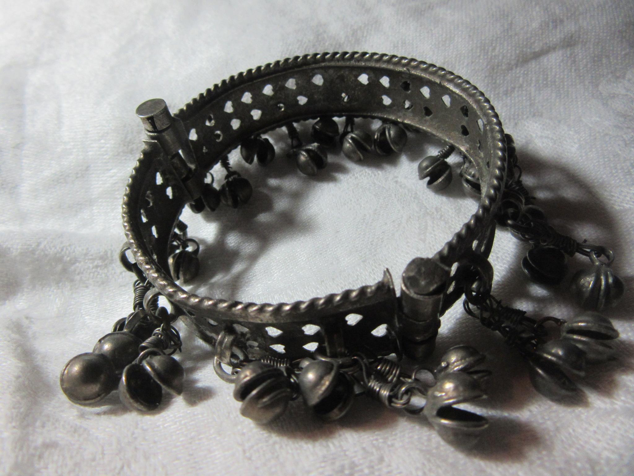 Middle Eastern Belly Dance Old Bracelet With Jingling Dangles Middle Eastern Belly Dance Old Bracelet With Jingling Dangles