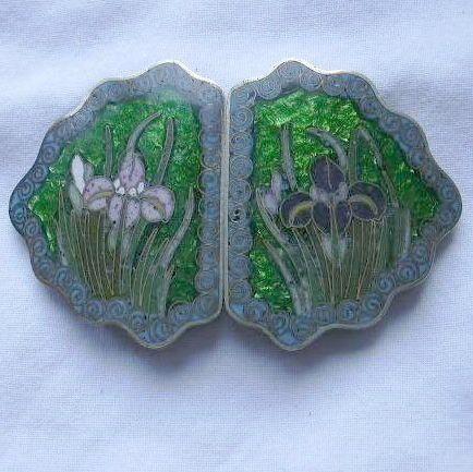 Art Nouveau Early Buckle Cloisonne Lilies Art Nouveau Early Buckle Cloisonne Lilies