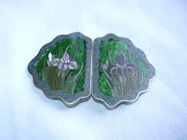 Art Nouveau Early Buckle Cloisonne Lilies Art Nouveau Early Buckle Cloisonne Lilies