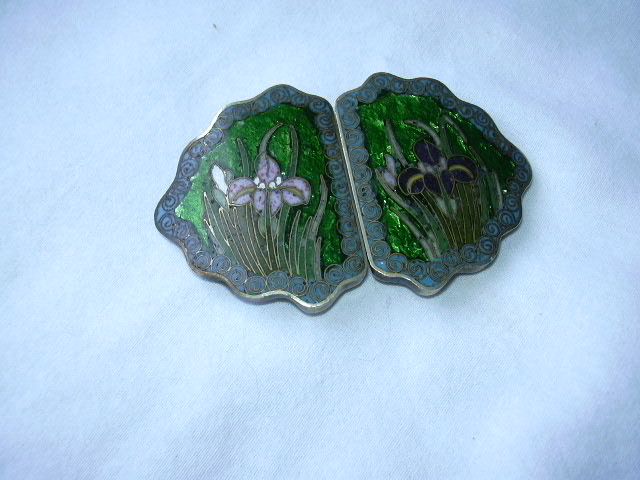 Art Nouveau Early Buckle Cloisonne Lilies Art Nouveau Early Buckle Cloisonne Lilies