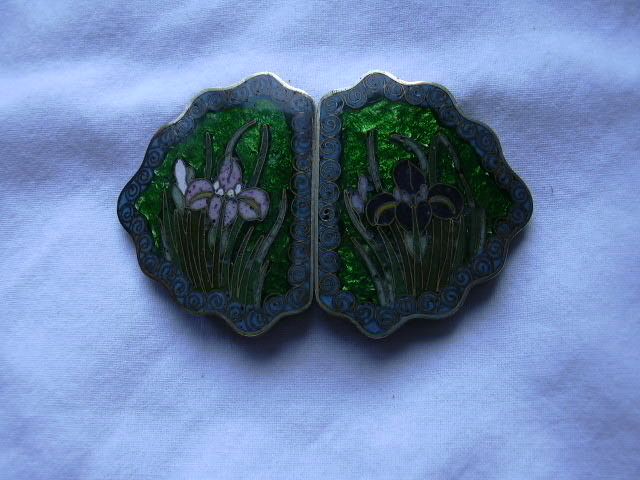 Art Nouveau Early Buckle Cloisonne Lilies Art Nouveau Early Buckle Cloisonne Lilies