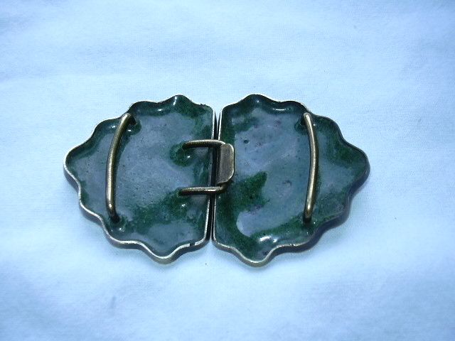 Art Nouveau Early Buckle Cloisonne Lilies Art Nouveau Early Buckle Cloisonne Lilies