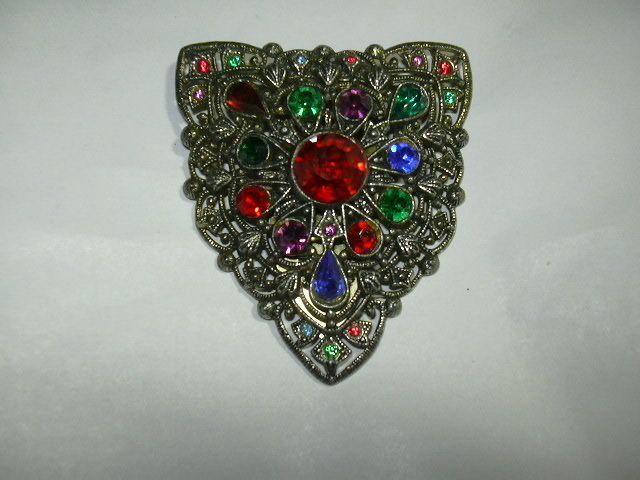 Old Filigree Clip Colored Stones Old Filigree Clip Colored Stones