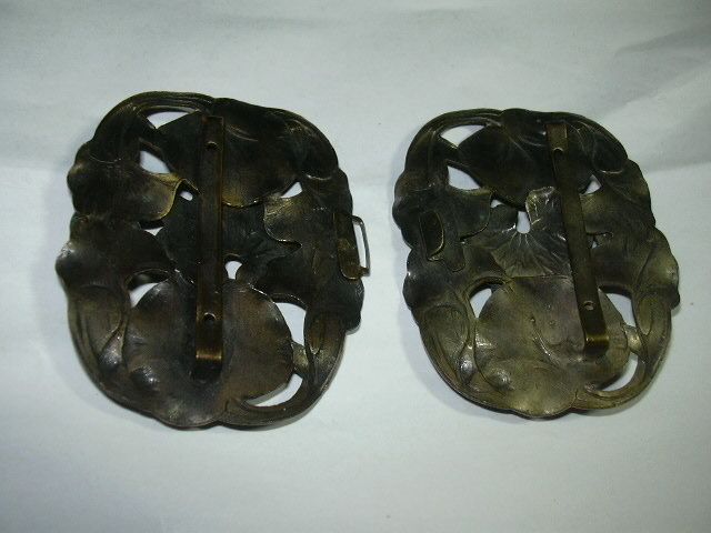 Clip & Buckle Set Art Nouveau Green Stones Clip & Buckle Set Art Nouveau Green Stones