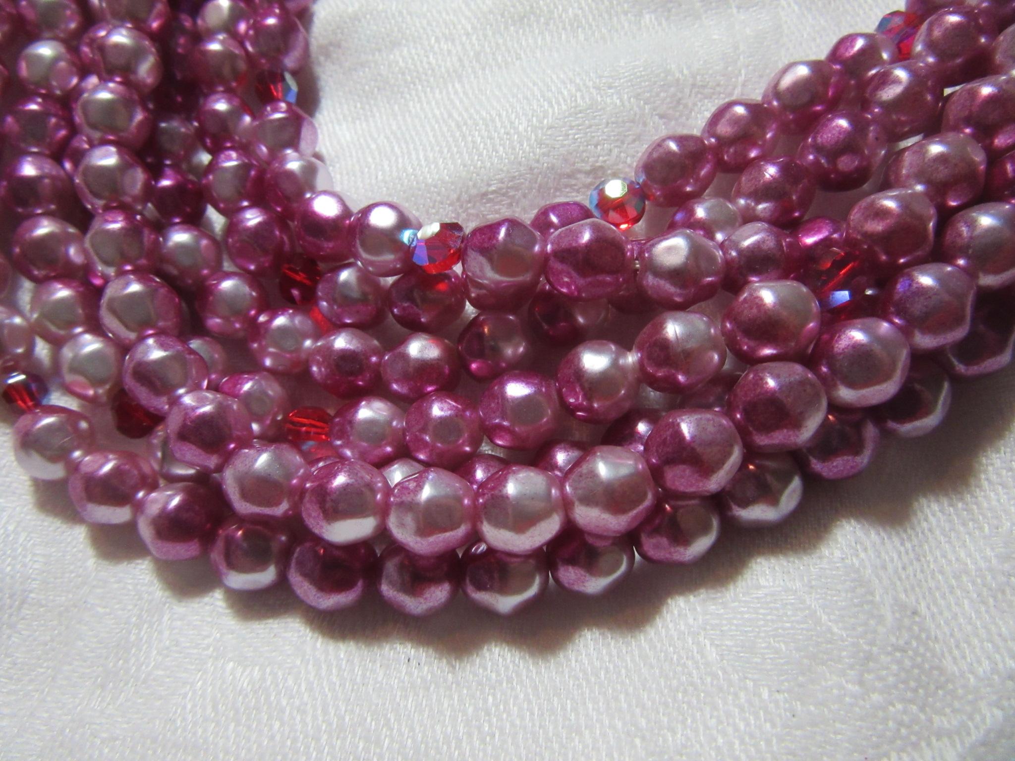 Hot Pink Faux Baroque Pearls Beads Necklace & Clip Earrings Demi Parure Hot Pink Faux Baroque Pearls Beads Necklace & Clip Earrings Demi Parure