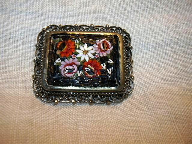 Mosaic Pin & Earring Set Vintage Italy Fine Costume Jewelry Mosaic Pin & Earring Set Vintage Italy Fine Costume Jewelry