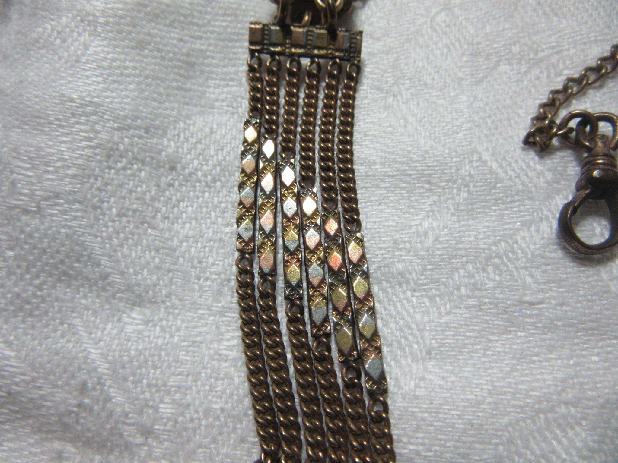 Antique Watch Chain With MOP Book Fob Antique Watch Chain With MOP Book Fob