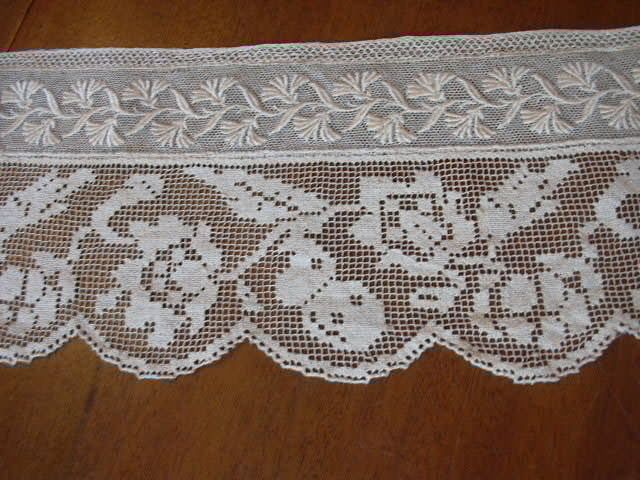 Ecru Filet Crochet Lace Collar Dress Piece Ecru Filet Crochet Lace Collar Dress Piece