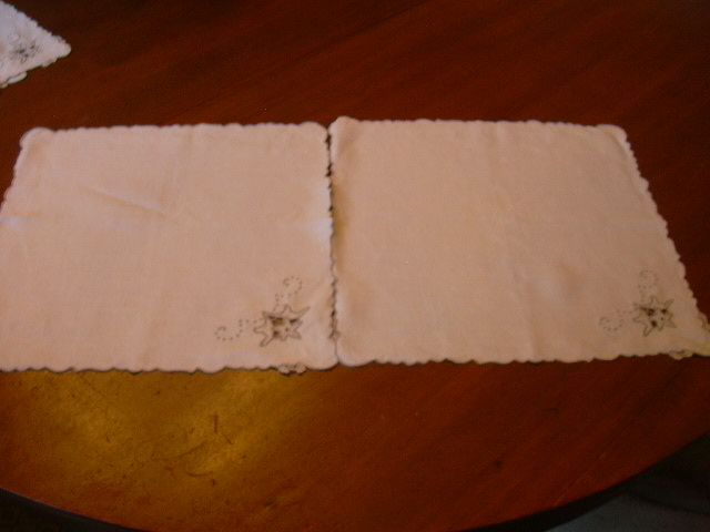 Set 6 Old Pure Linen Napkins With Embroidery Trim Set 6 Old Pure Linen Napkins With Embroidery Trim