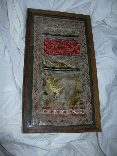 Small Needlework Embroidery Sampler 19th C Small Needlework Embroidery Sampler 19th C