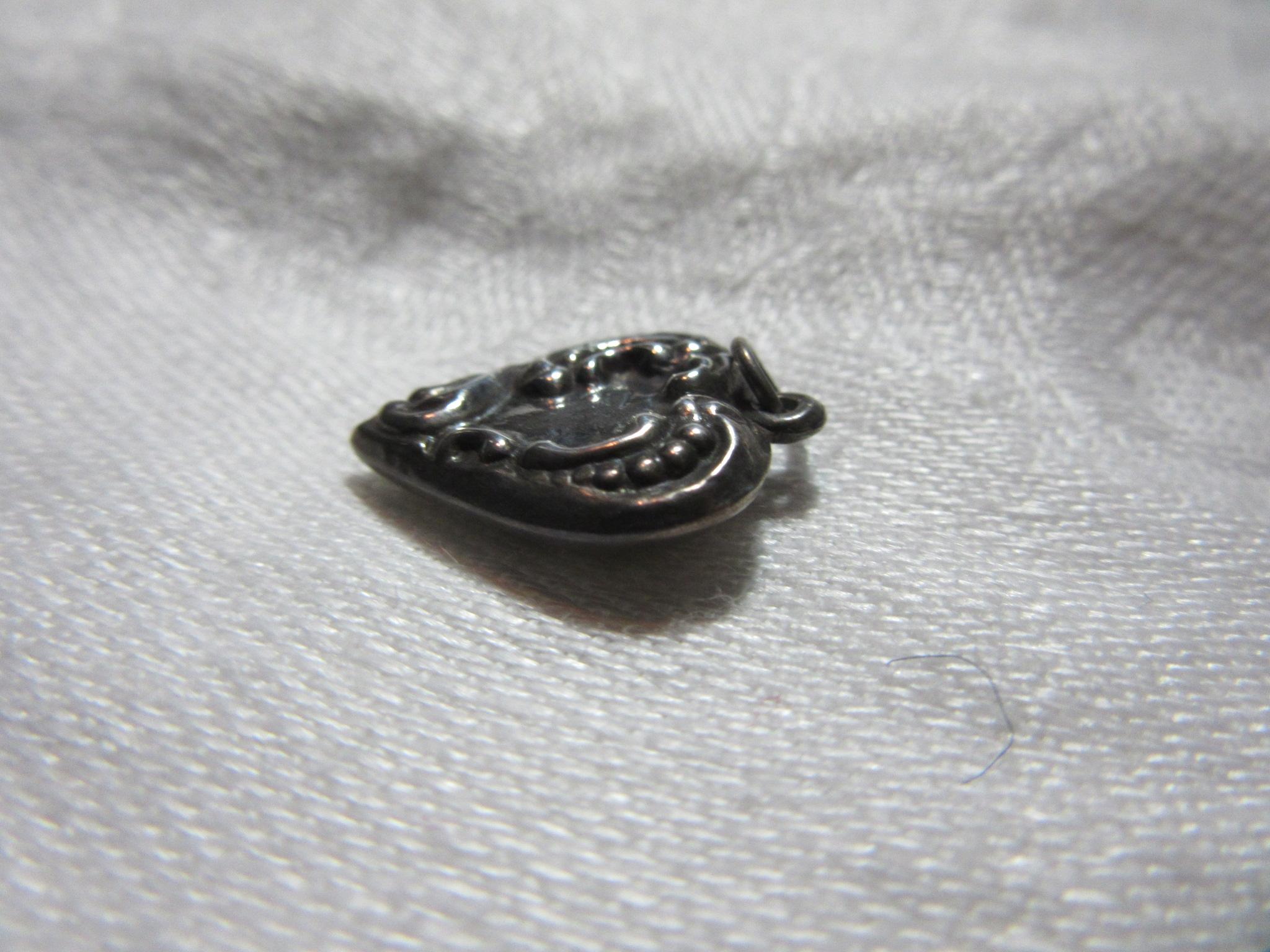 Sterling Silver Heart Charm Ornate Repousse From A Fine Collection of Puffy & Sterling Hearts Sterling Silver Heart Charm Ornate Repousse From A Fine Collection of Puffy & Sterling Hearts