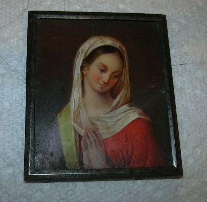Miniature Painting Virgin Mary From Antique Book Cover Miniature Painting Virgin Mary From Antique Book Cover
