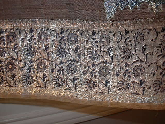 Vintage Indian Sari Peach Silk Chiffon & Silver Fine Textiles Fabric of India Vintage Indian Sari Peach Silk Chiffon & Silver Fine Textiles Fabric of India