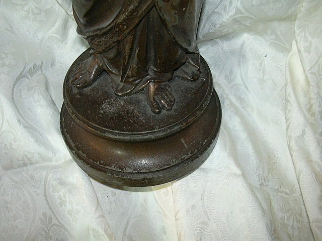 1880's French Metal Jesus Sacred Heart Sacre Coeur Statue Fine Religious Figurine 1880's French Metal Jesus Sacred Heart Sacre Coeur Statue Fine Religious Figurine