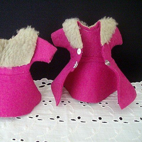 Matching Pair Small Hot Pink Doll Coats Matching Pair Small Hot Pink Doll Coats