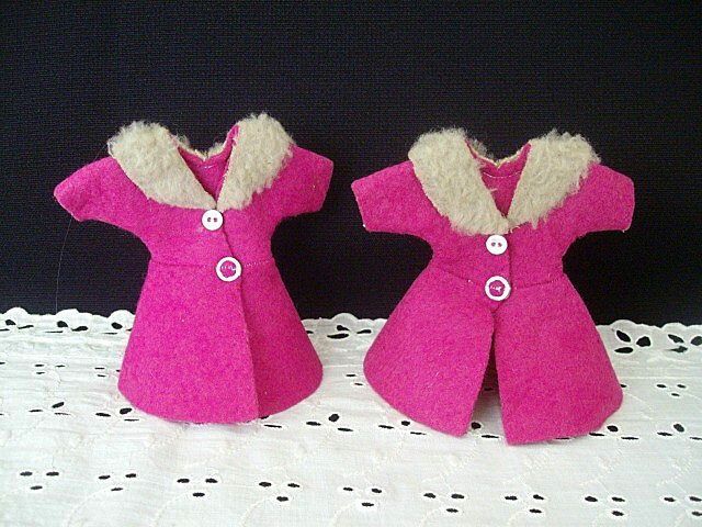 Matching Pair Small Hot Pink Doll Coats Matching Pair Small Hot Pink Doll Coats