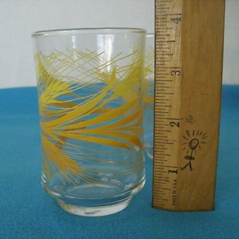 Pair Libbey Small Juice Glasses Golden Wheat Pattern Pair Libbey Small Juice Glasses Golden Wheat Pattern