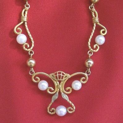 Gold-Filled Lavalier With Imitation Pearls Gold-Filled Lavalier With Imitation Pearls