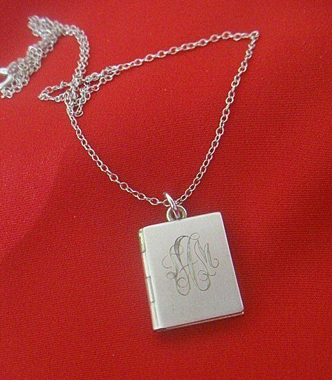 Tiny Engraved Locket With Sterling Chain 1950's Tiny Engraved Locket With Sterling Chain 1950's