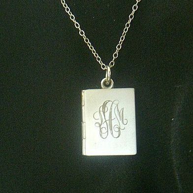 Tiny Engraved Locket With Sterling Chain 1950's Tiny Engraved Locket With Sterling Chain 1950's