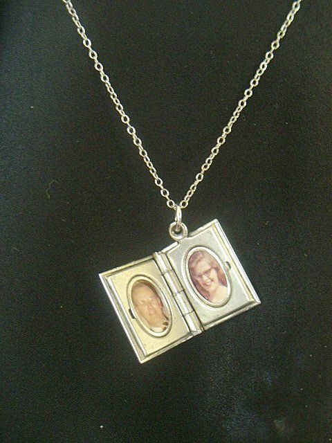 Tiny Engraved Locket With Sterling Chain 1950's Tiny Engraved Locket With Sterling Chain 1950's