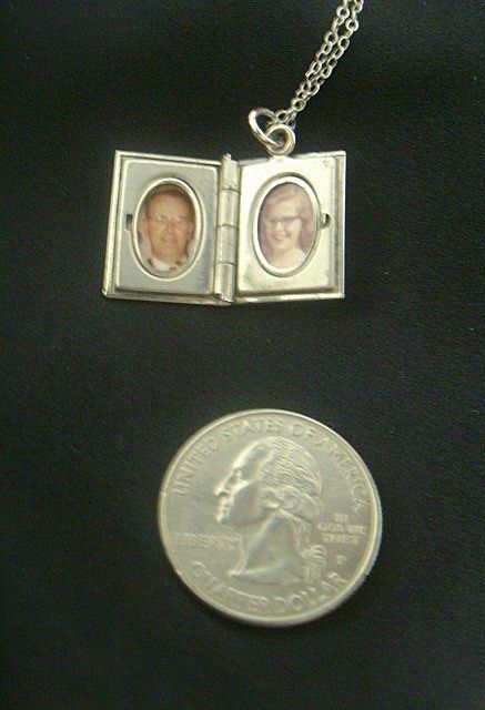 Tiny Engraved Locket With Sterling Chain 1950's Tiny Engraved Locket With Sterling Chain 1950's
