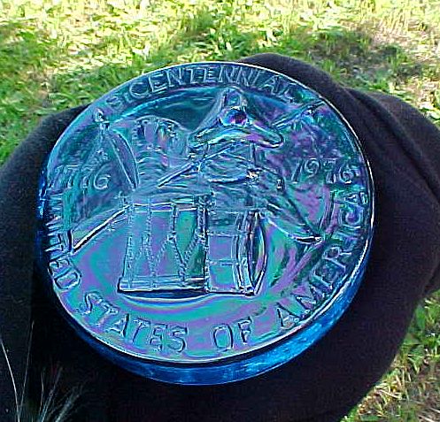Blue Carnival Bicentennial Paperweight - RARE Blue Carnival Bicentennial Paperweight - RARE
