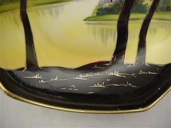 Nippon Porcelain Footed Dish Hand Painted Scenic Nippon Porcelain Footed Dish Hand Painted Scenic