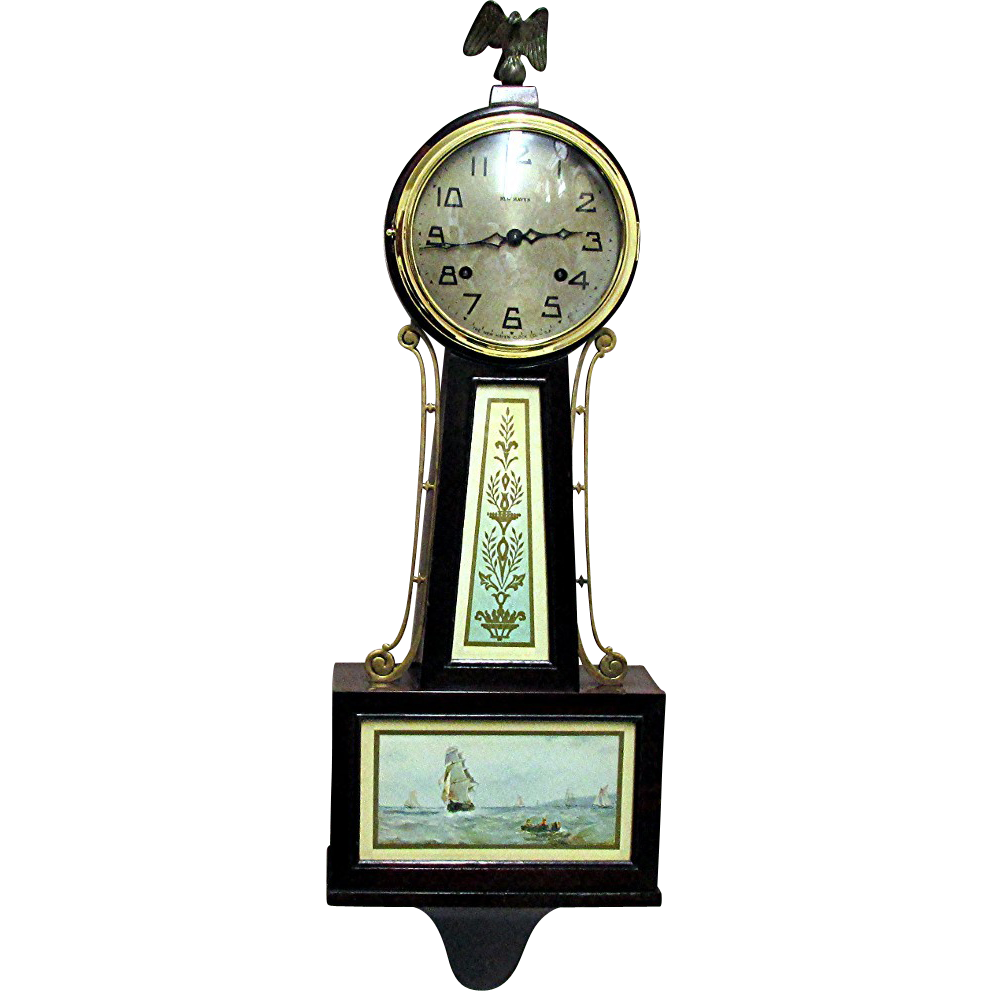 Restored Antique New Haven Banjo Clock 100 Original from drury on Ruby