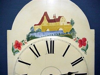 19C Clock Dial in Wood from Pennsylvania Grandfather Clock 19C Clock Dial in Wood from Pennsylvania Grandfather Clock