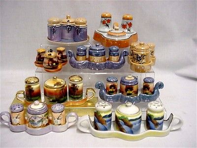 Luster Ware Gondola Condiment Set $49 German Porcelain Luster Ware Gondola Condiment Set $49 German Porcelain