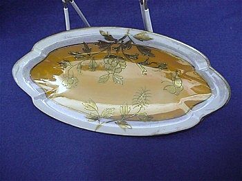 Luster Ware Relish Set Hand Painted Art Nouveau Six Servings Luster Ware Relish Set Hand Painted Art Nouveau Six Servings