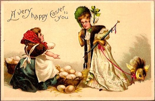 Vintage Post Card Easter Greetings Ladies with Chicks and Eggs Vintage Post Card Easter Greetings Ladies with Chicks and Eggs