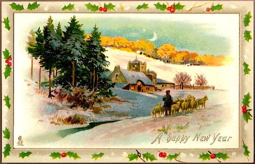 Vintage Post Card Tucks New Year Greetings Child with Sheep Vintage Post Card Tucks New Year Greetings Child with Sheep