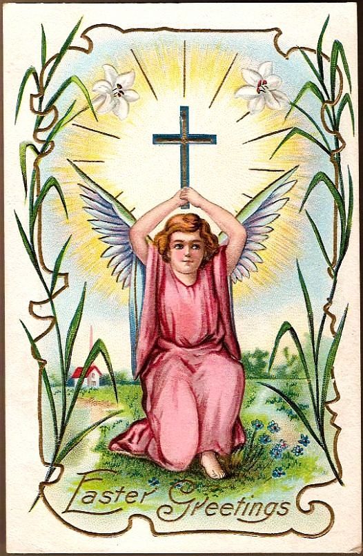 Vintage Post Card Easter Greetings Angel with Cross Vintage Post Card Easter Greetings Angel with Cross