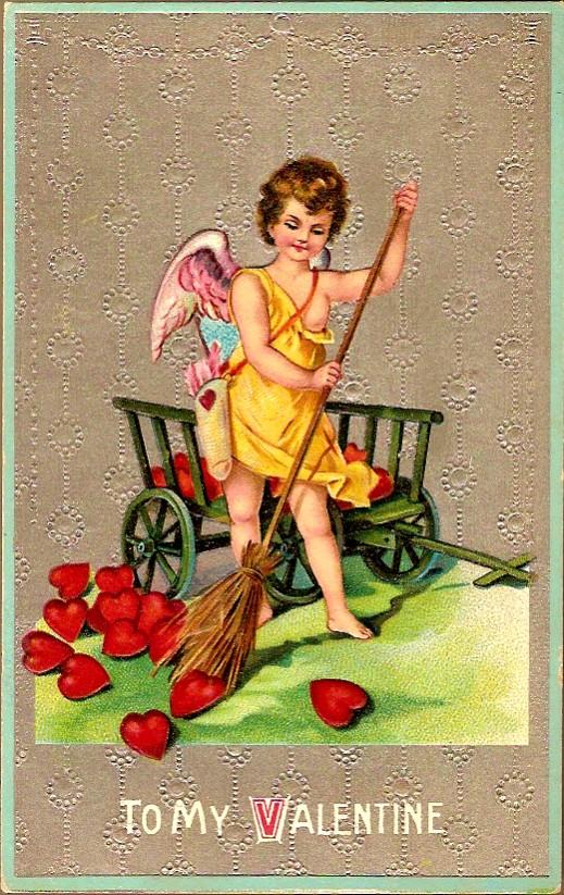 Vintage Post Card Valentine Greetings Cupid and Hearts Vintage Post Card Valentine Greetings Cupid and Hearts