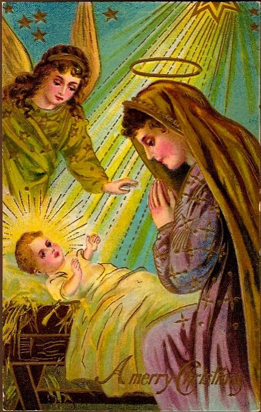 Vintage Post Card Christmas Greetings Madonna and Angel with The Christ Child Vintage Post Card Christmas Greetings Madonna and Angel with The Christ Child